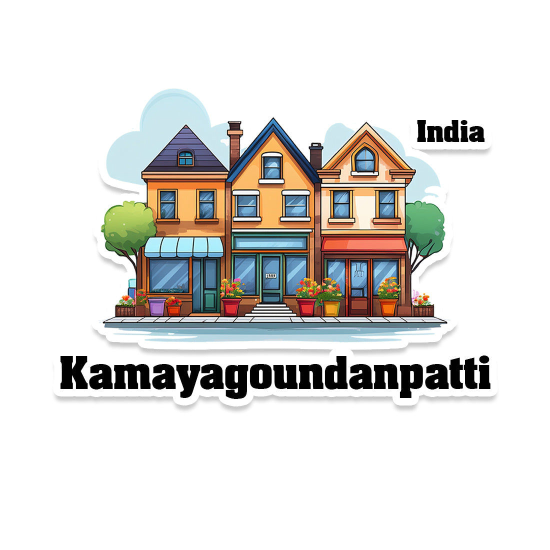 Kamayagoundanpatti Three Home Offiec Shop Town Sticker & Magnet | Home Town Souvenirs
