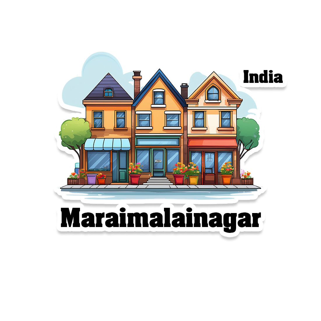 Maraimalainagar Three Home Offiec Shop Town Sticker & Magnet | Home Town Souvenirs