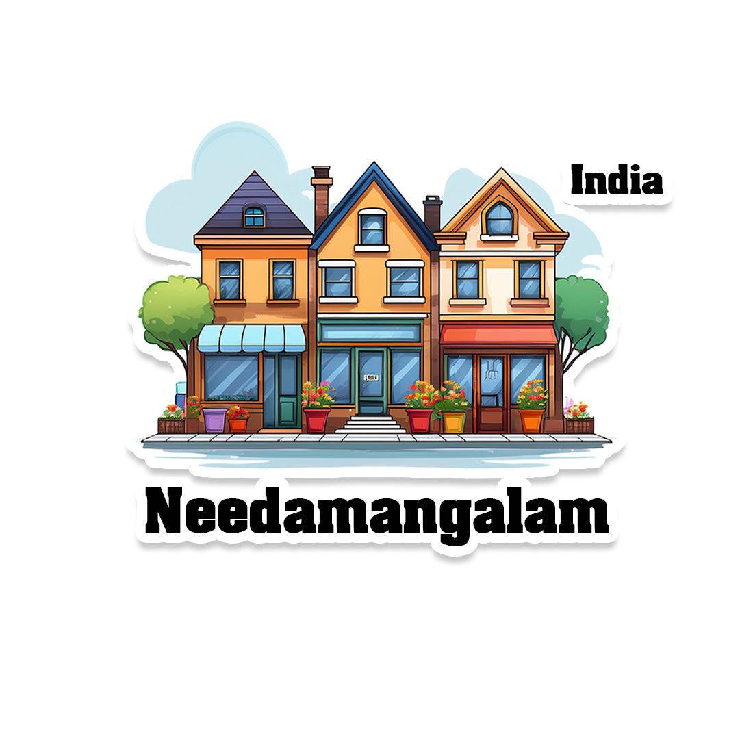 Needamangalam Three Home Offiec Shop Town Sticker & Magnet | Home Town Souvenirs