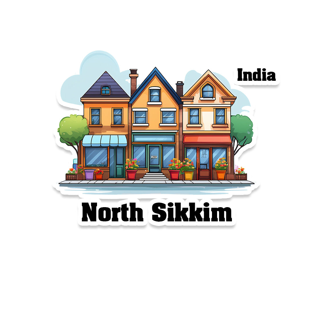 North Tripura Three Home Offiec Shop Town Sticker & Magnet | Home Town Souvenirs