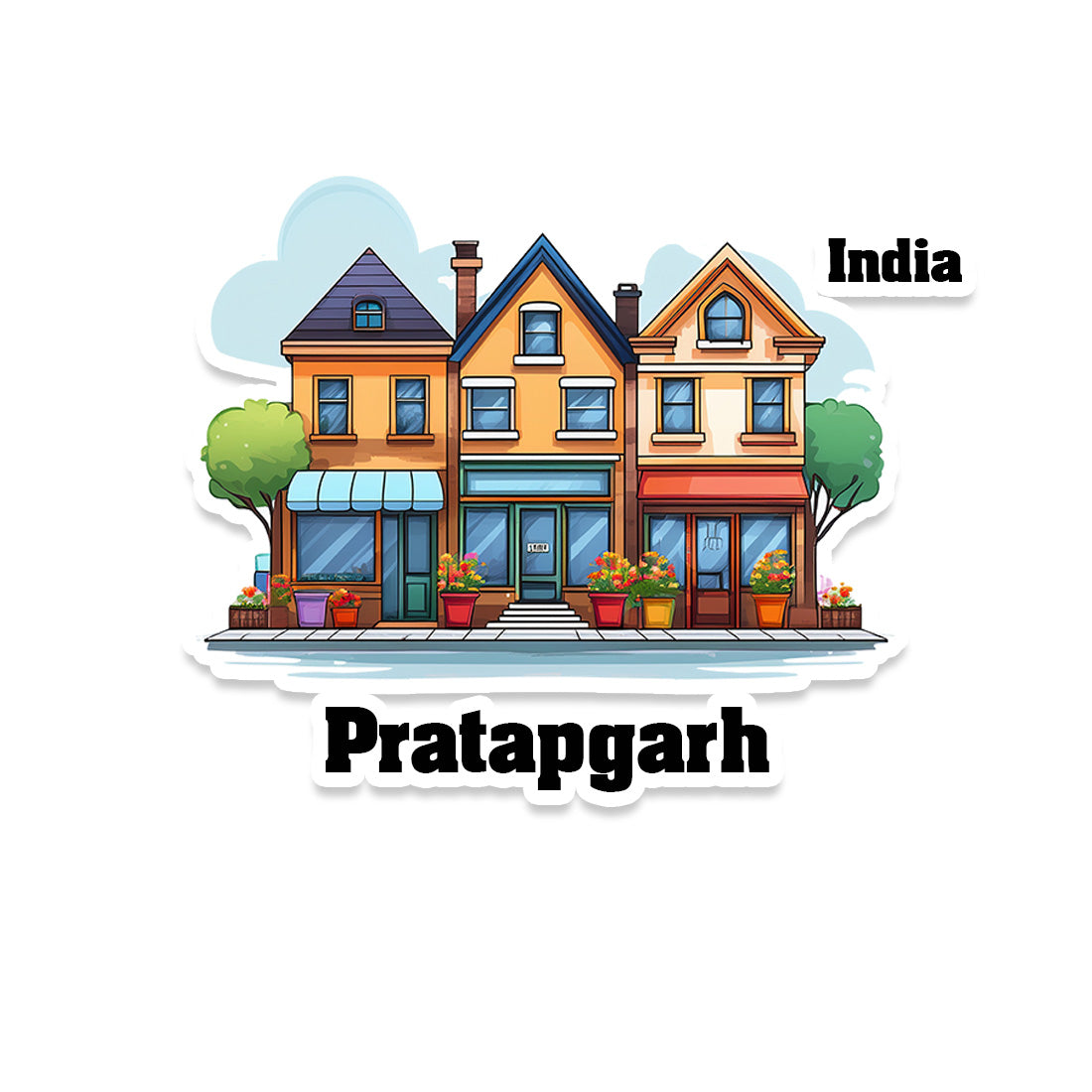 Pratapgarh Three Home Offiec Shop Town Sticker & Magnet | Home Town Souvenirs