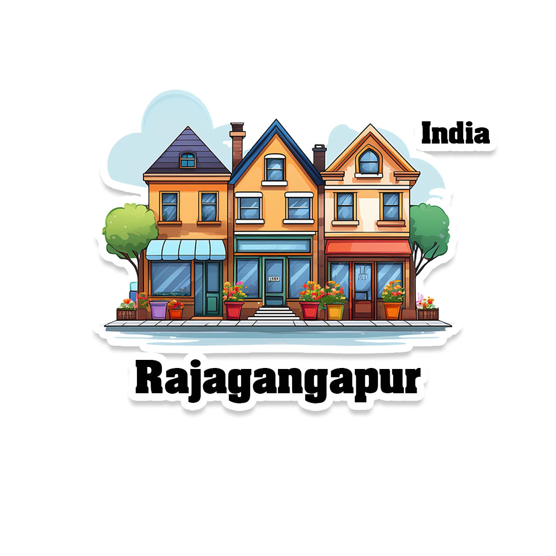 Rajagangapur Three Home Offiec Shop Town Sticker & Magnet | Home Town Souvenirs