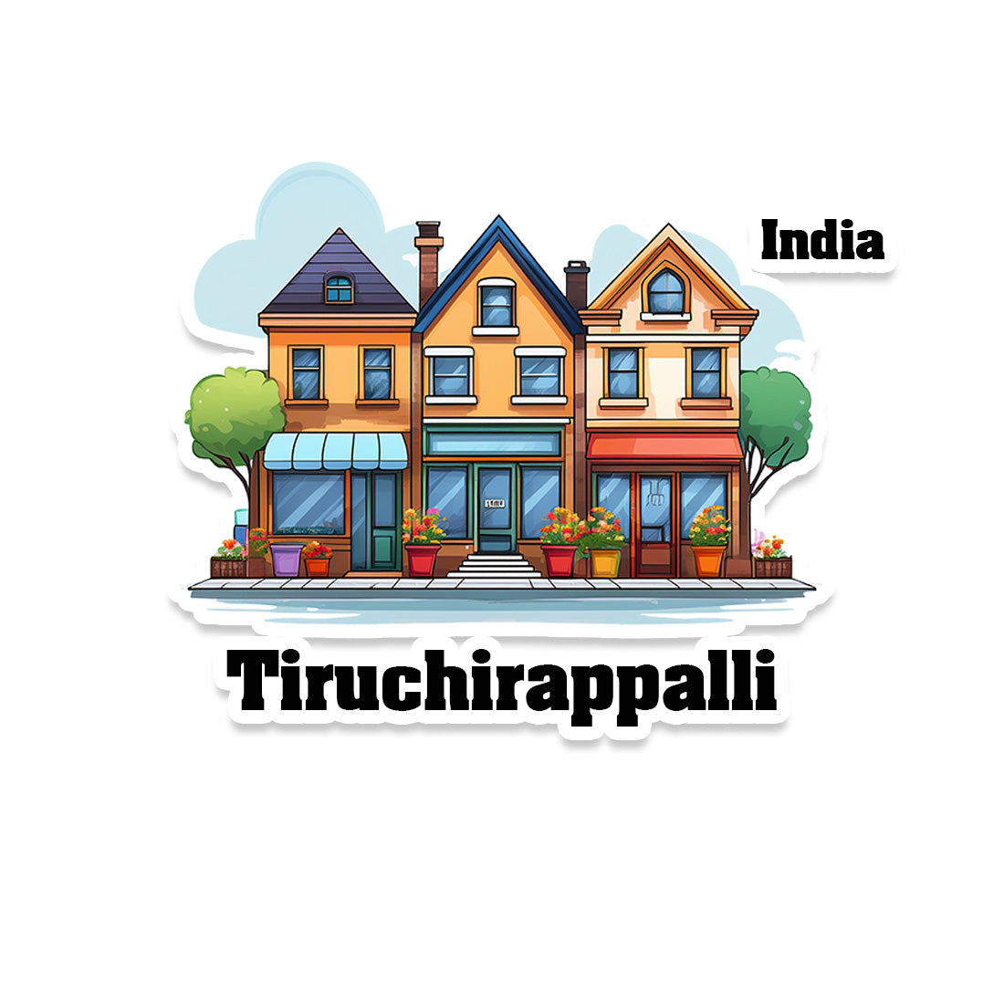 Tiruchirappalli Three Home Offiec Shop Town Sticker & Magnet | Home Town Souvenirs