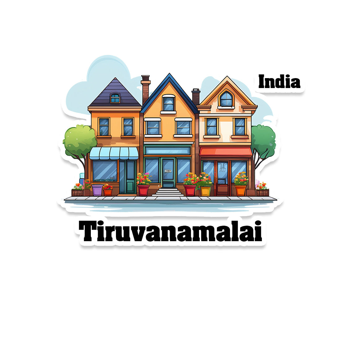 Tiruvanamalai Three Home Offiec Shop Town Sticker & Magnet | Home Town Souvenirs