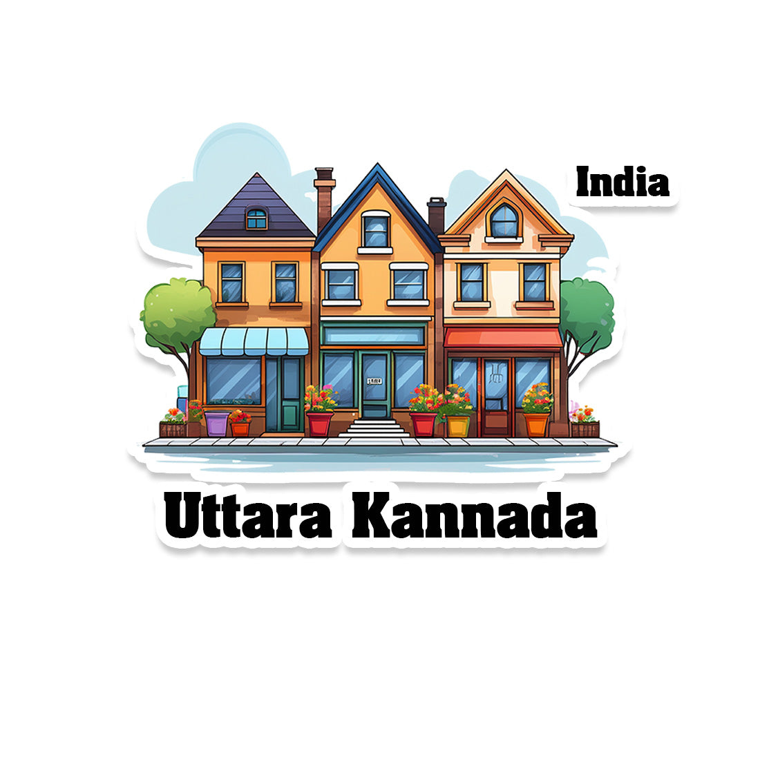 Uttara Three Home Offiec Shop Town Sticker & Magnet | Home Town Souvenirs