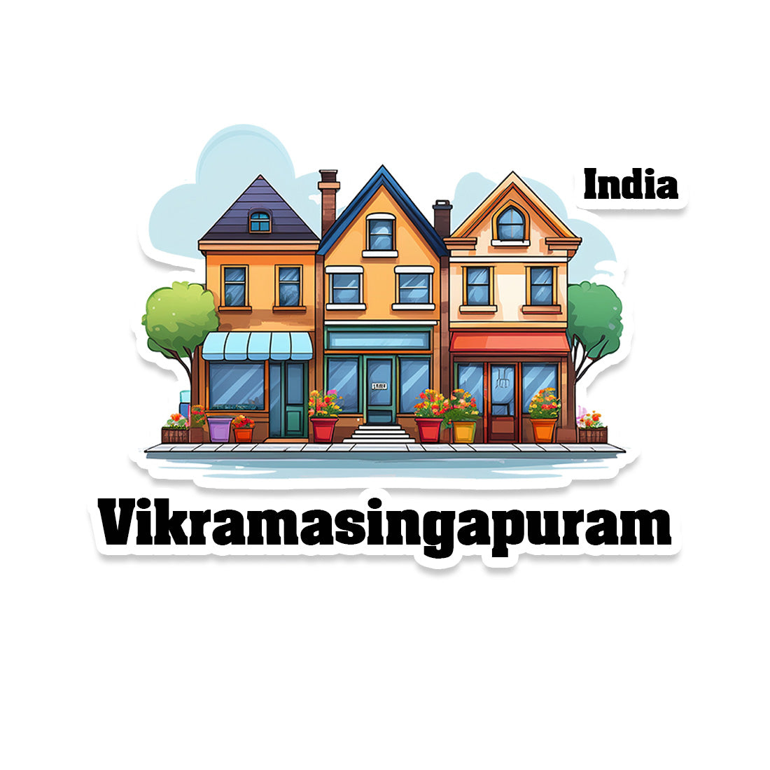 Vikramasingapuram Three Home Offiec Shop Town Sticker & Magnet | Home Town Souvenirs
