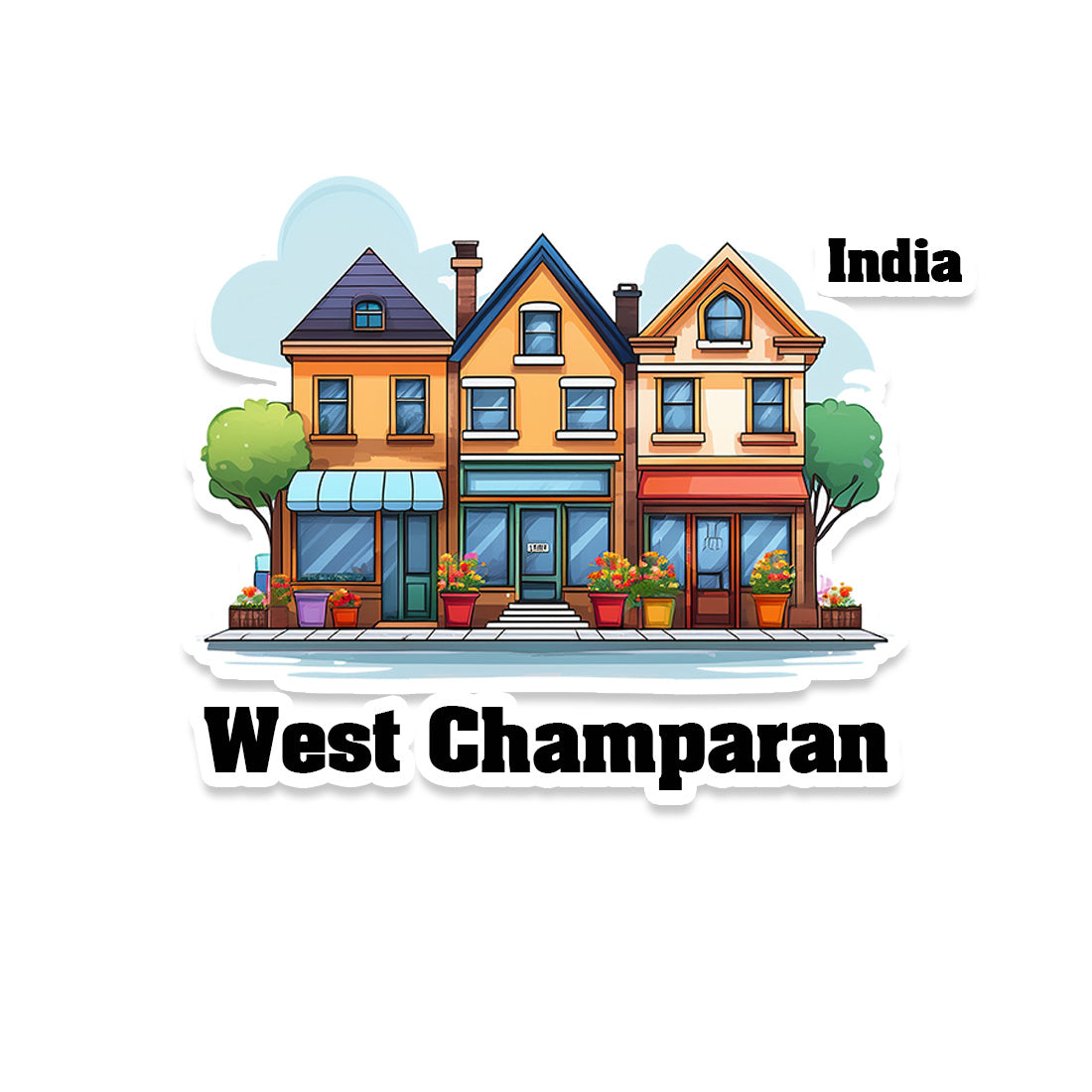 West Delhi Three Home Offiec Shop Town Sticker & Magnet | Home Town Souvenirs