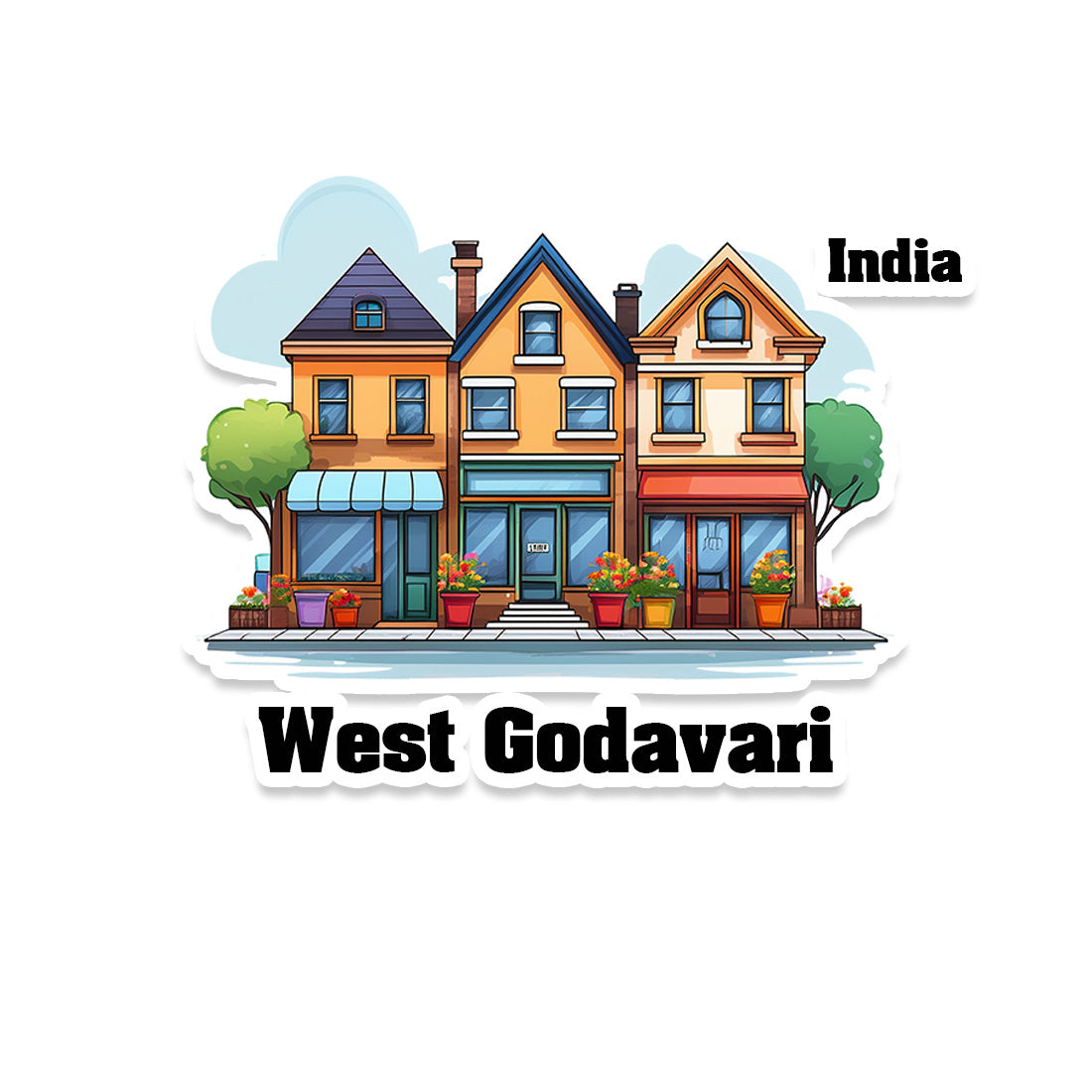West Jaintia Hills Three Home Offiec Shop Town Sticker & Magnet | Home Town Souvenirs