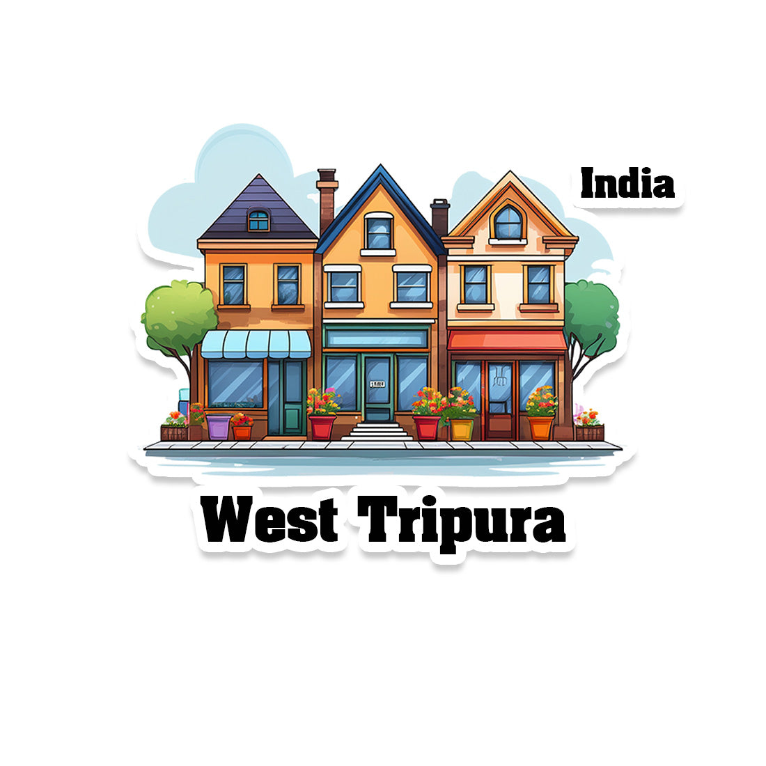West Three Home Offiec Shop Town Sticker & Magnet | Home Town Souvenirs