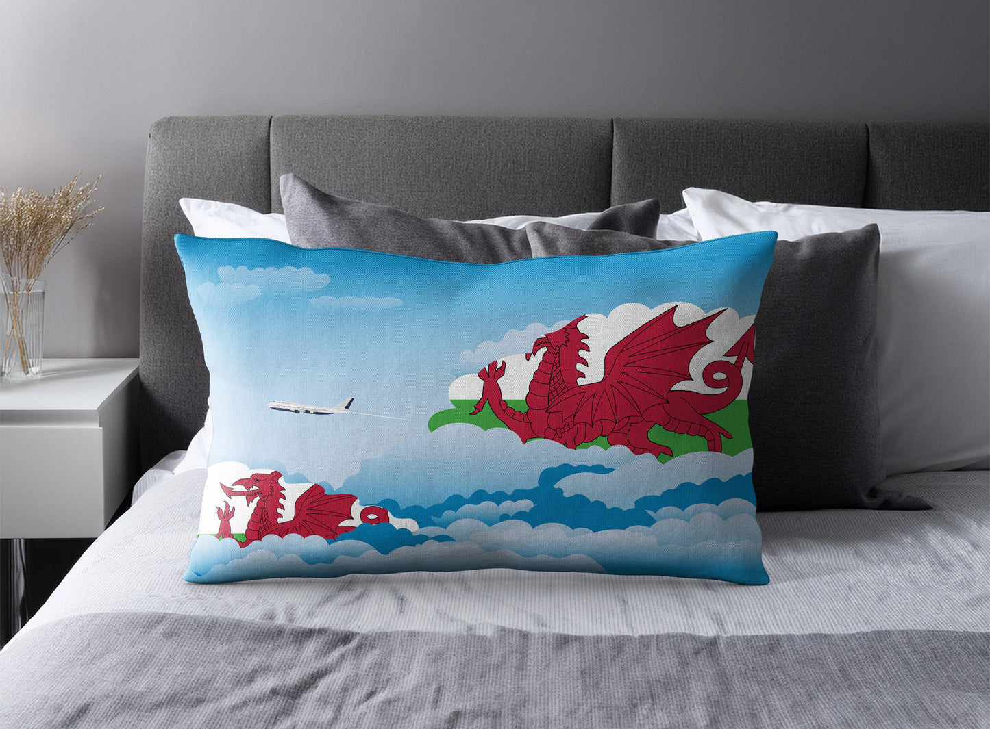 Wales World Airplane Day Clouds Square & Rectangle Pillow Cases | Aviation Decorative Pillow Covers