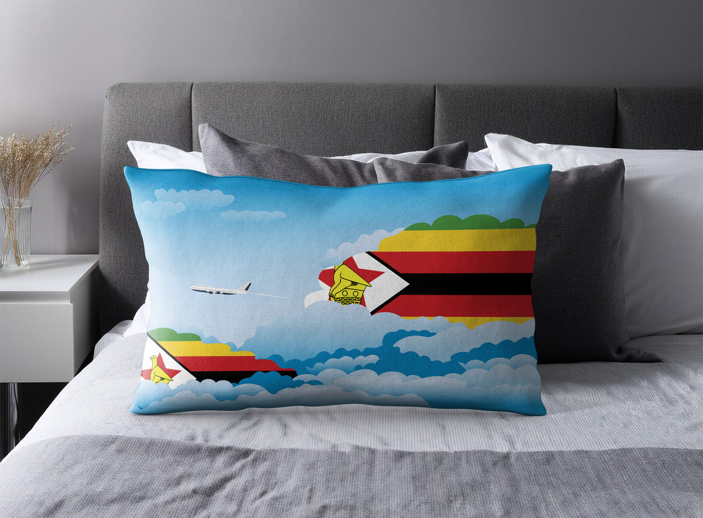 Zimbabwe World Airplane Day Clouds Square & Rectangle Pillow Cases | Aviation Decorative Pillow Covers