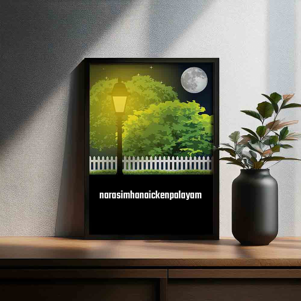 Narasimhanaickenpalayam Home Town Night Trees Landscape Poster Framed