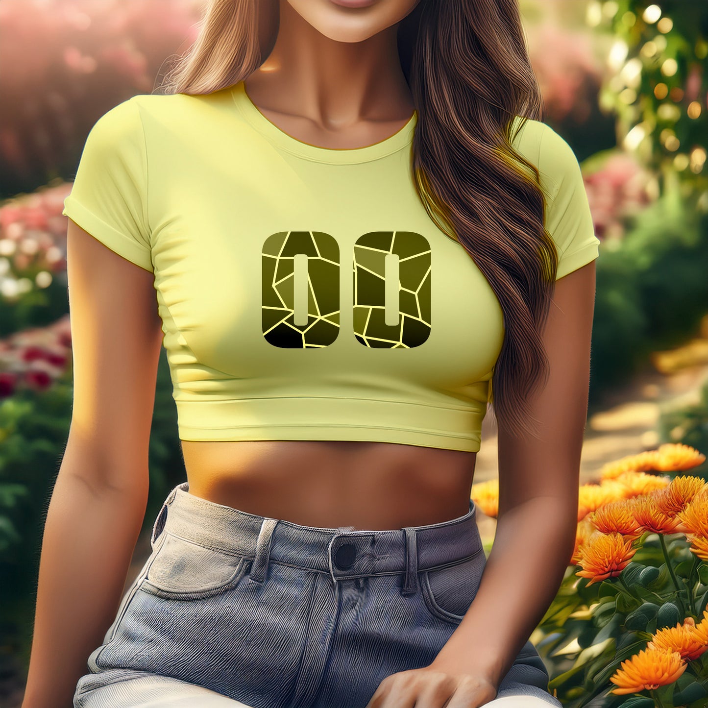 City Posters Plus 00 Number Women Crop Top (Butter Yellow)