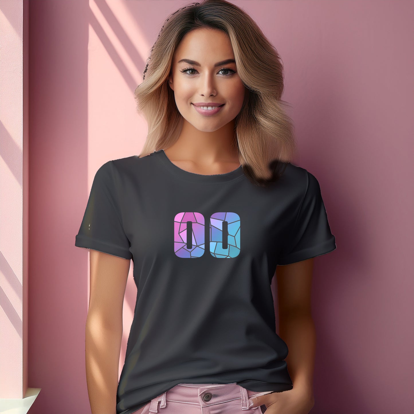00 Number Women T-Shirt (Charcoal Grey) | Stylish Numeric Graphic Tee