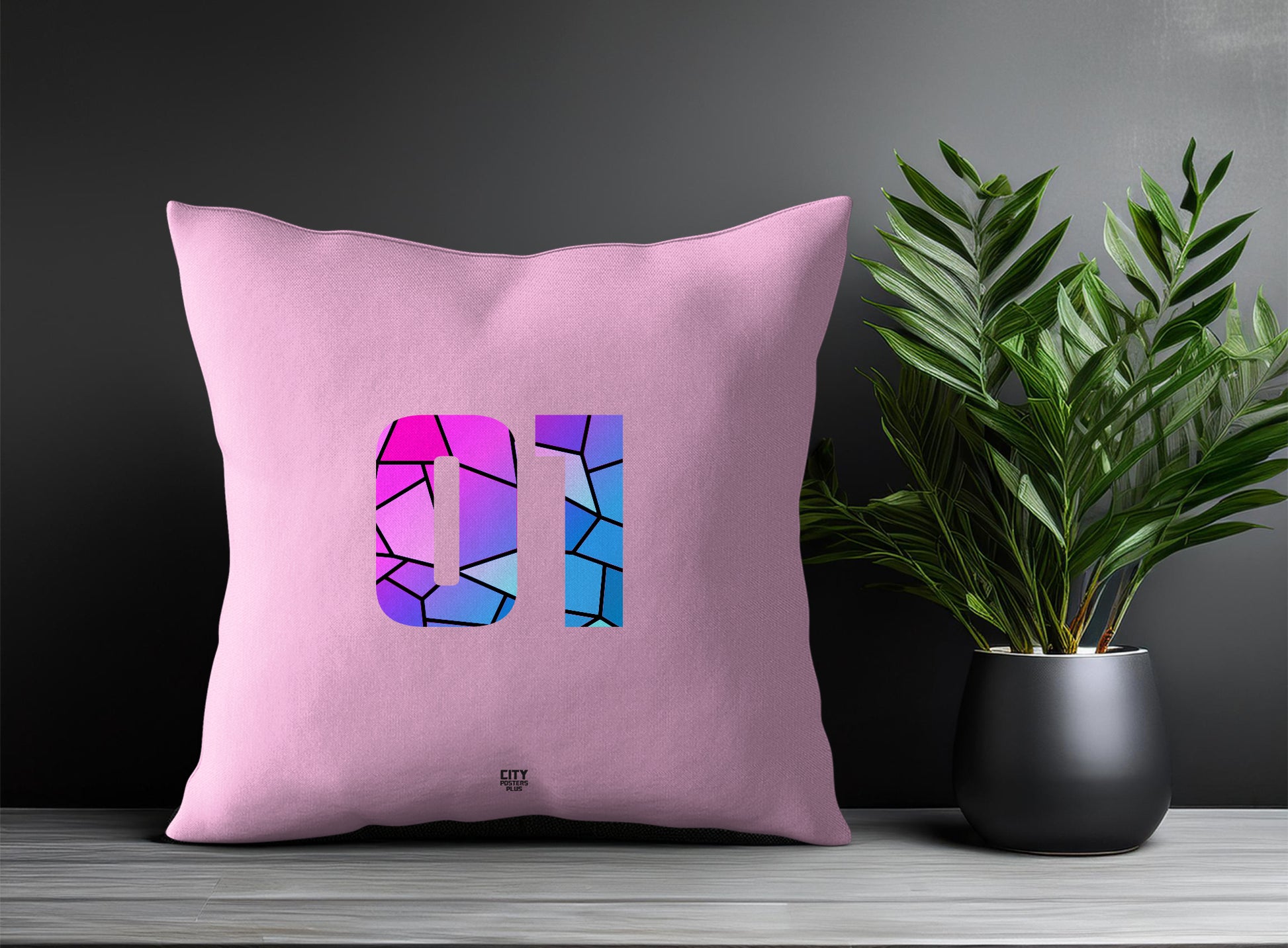 01 Number Square & Rectangle Pillow Cases | Print Deliver Plus by City Posters Plus