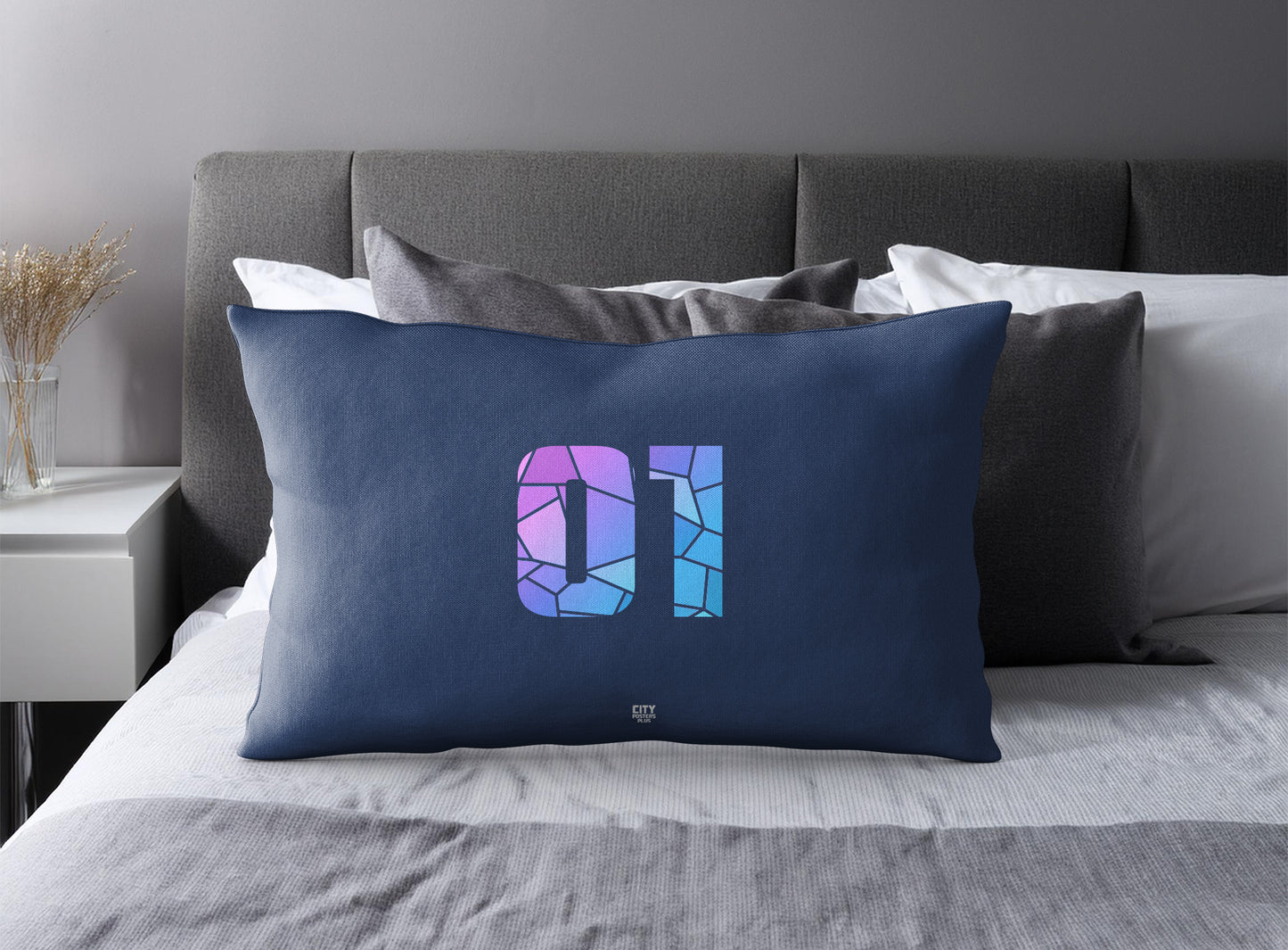 01 Number Square & Rectangle Pillow Cases | Modern Numeric Throw Pillow Covers | Print Deliver Plus by City Posters Plus
