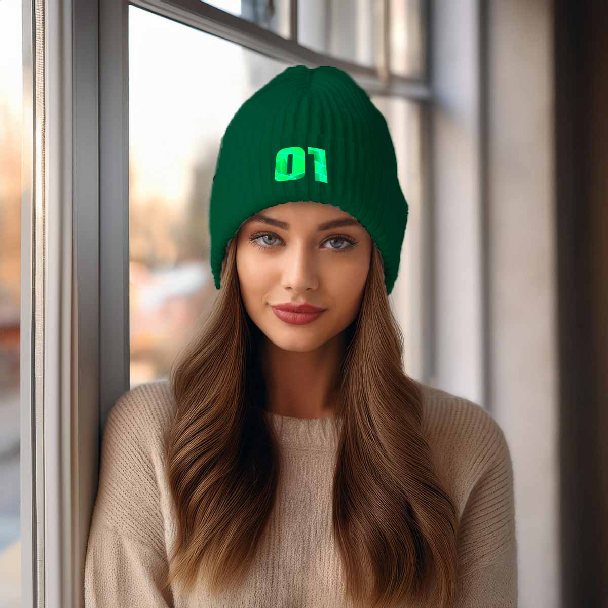 01 Number Beanie | Modern Numeric Knit Winter Hat | Beanies Plus by City Posters Plus