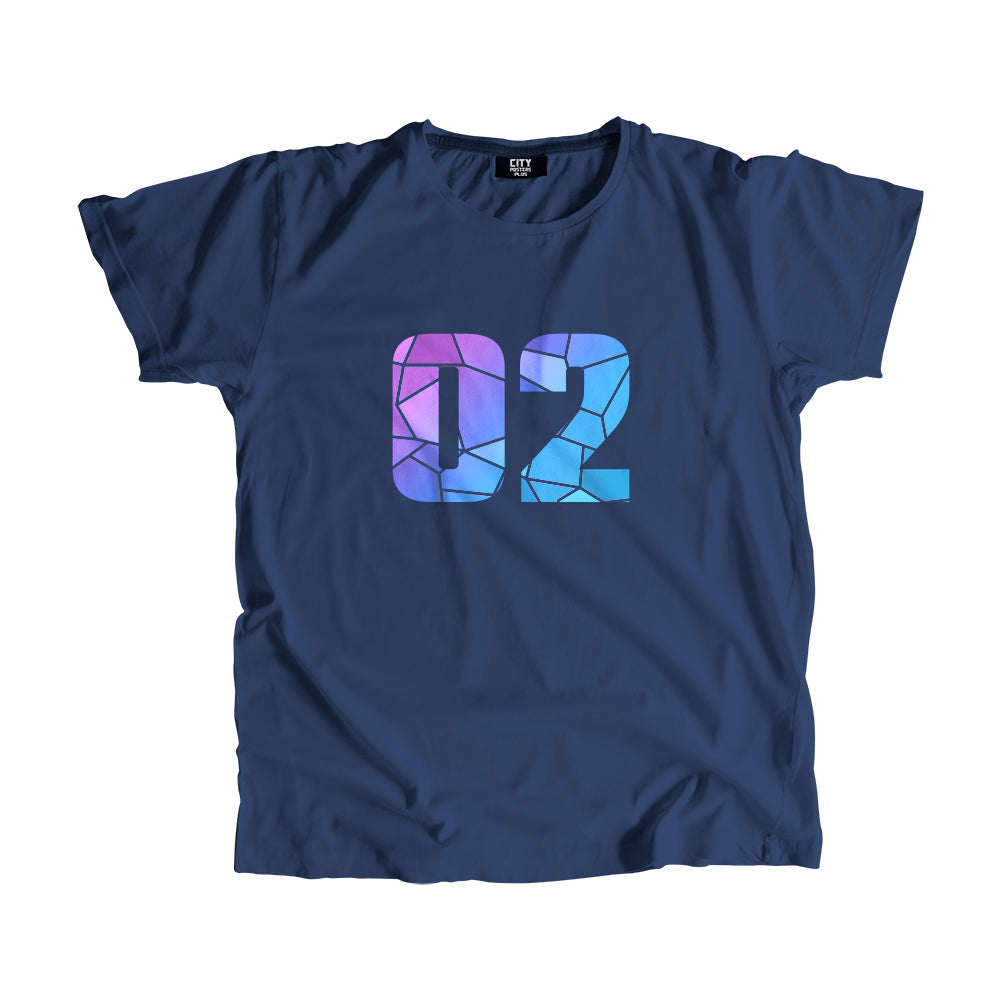 02 Number Men Unisex T-Shirt  (Navy Blue)| Classic Numeric Graphic Tee