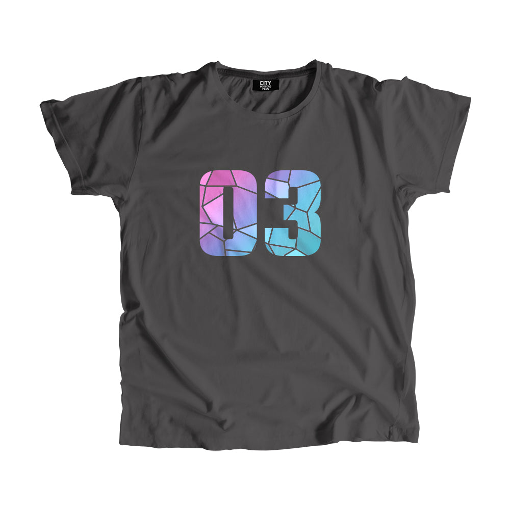 03 Number Men Unisex T-Shirt  (Charcoal Grey)| Classic Numeric Graphic Tee