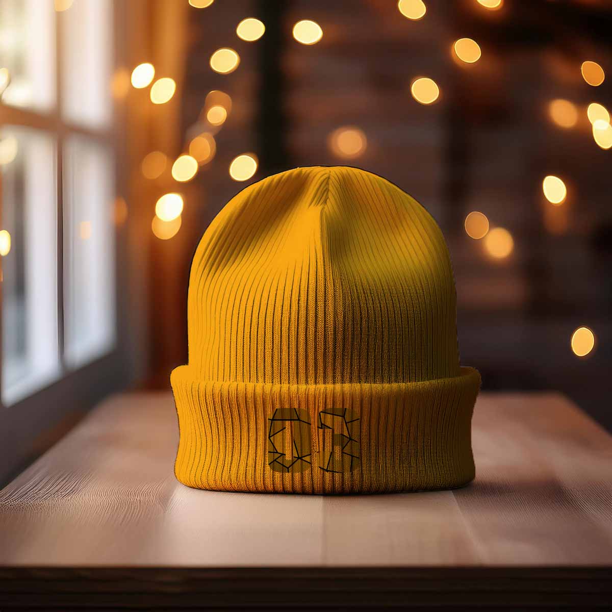 03 Number Cuffed Beanie (Gold)
