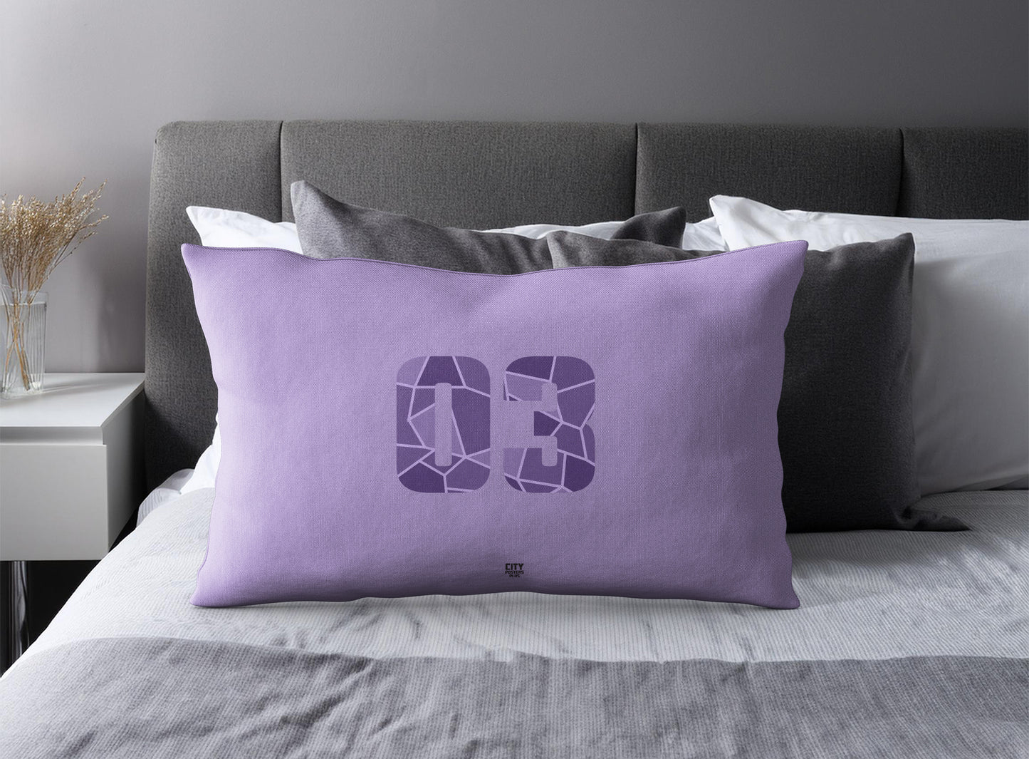 03 Number Square & Rectangle Pillow Cases | Modern Numeric Throw Pillow Covers | Print Deliver Plus by City Posters Plus
