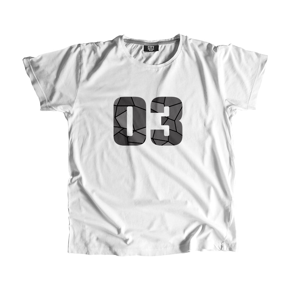 03 Number Men Unisex T-Shirt  (White)| Classic Numeric Graphic Tee