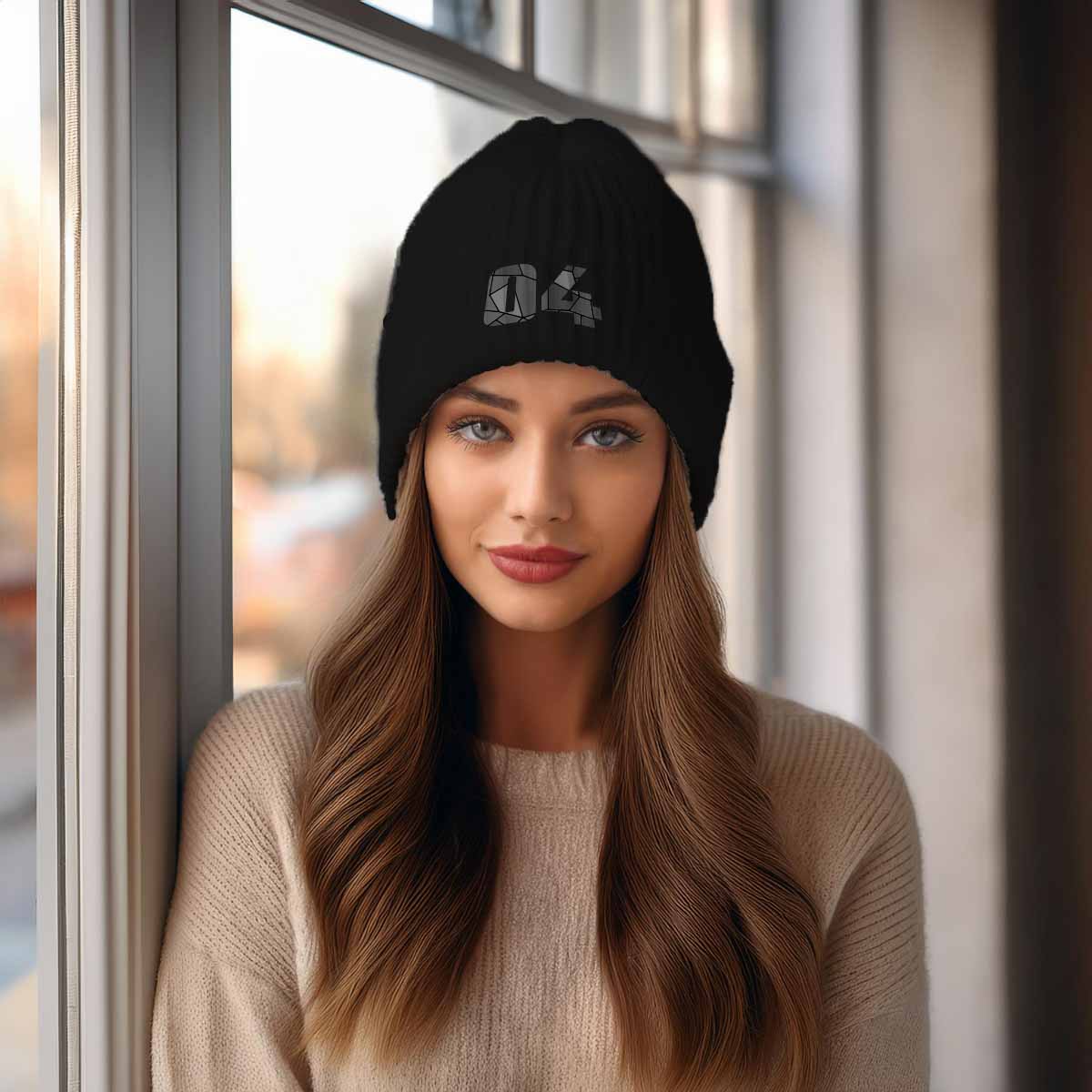04 Number Beanie | Modern Numeric Knit Winter Hat | Beanies Plus by City Posters Plus