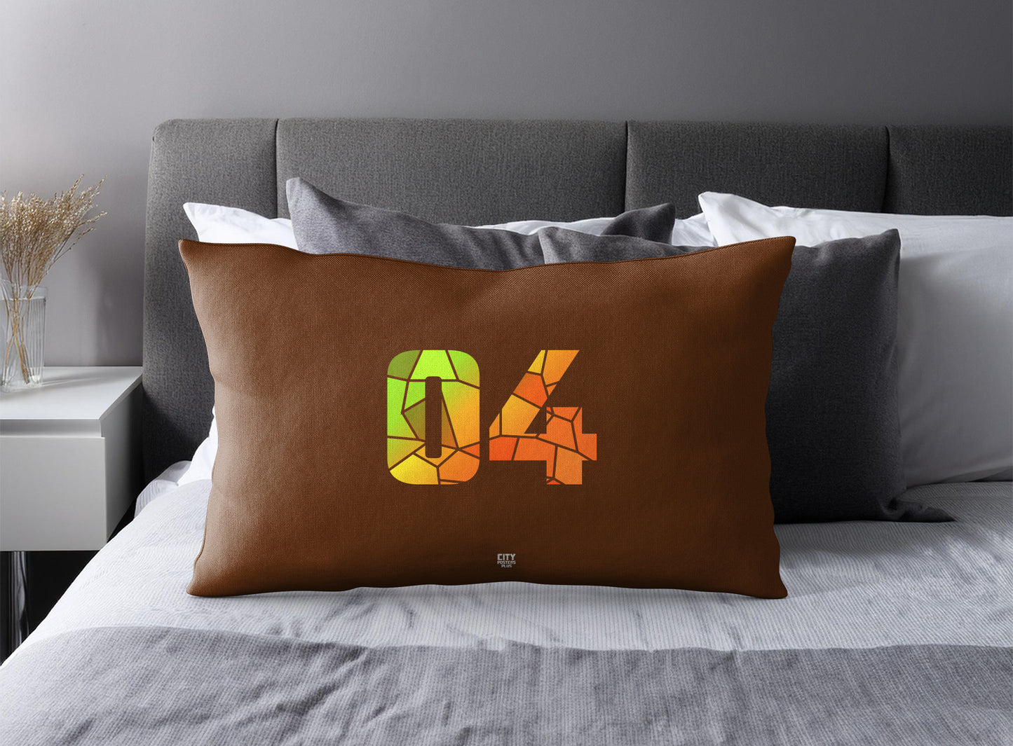 04 Number Square & Rectangle Pillow Cases | Modern Numeric Throw Pillow Covers | Print Deliver Plus by City Posters Plus