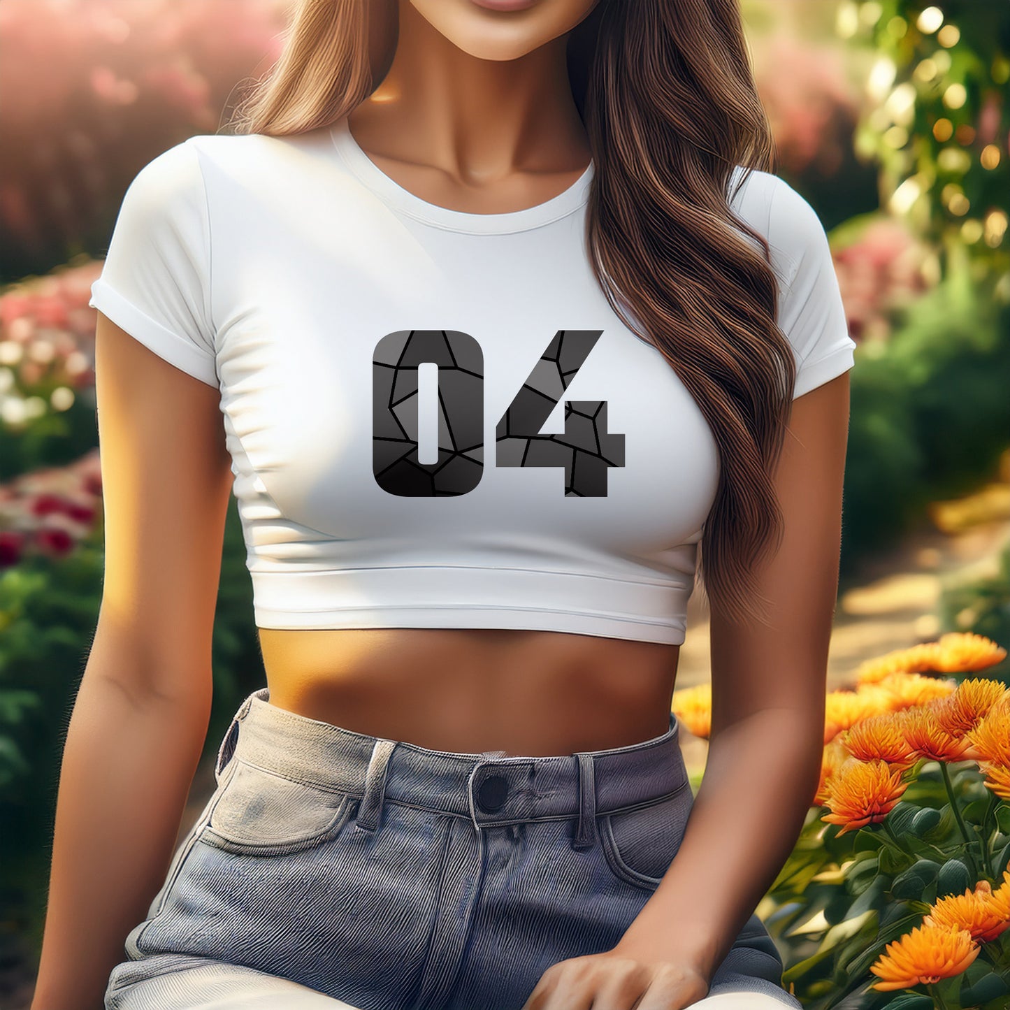 City Posters Plus 04 Number Women Crop Top (White)