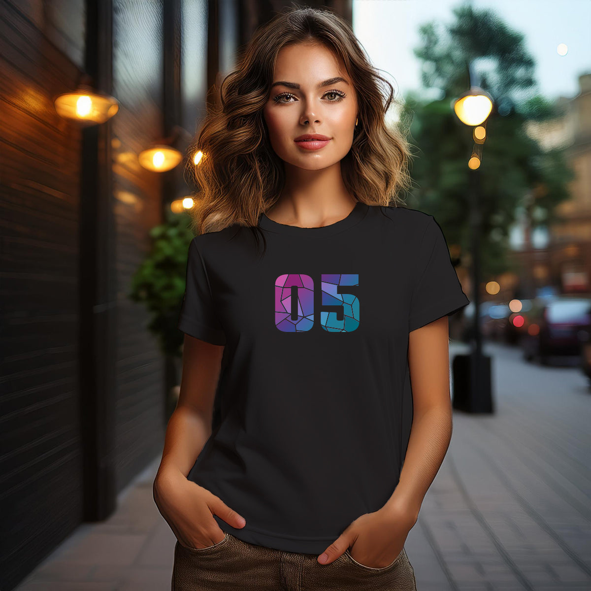 City Posters Plus 05 Number Women T-Shirt (Black) | Stylish Numeric Graphic Tee