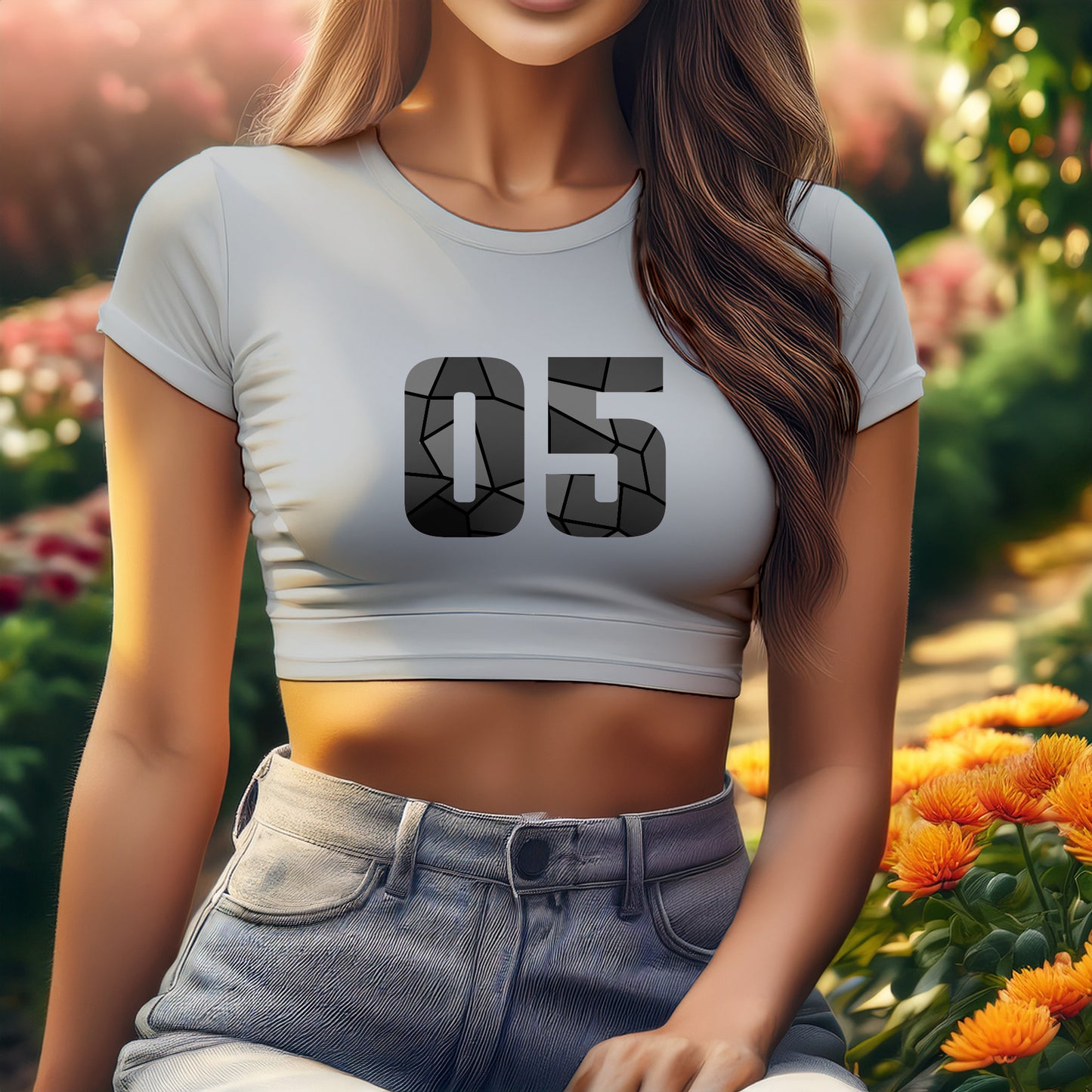 City Posters Plus 05 Number Women Crop Top (Melange Grey)