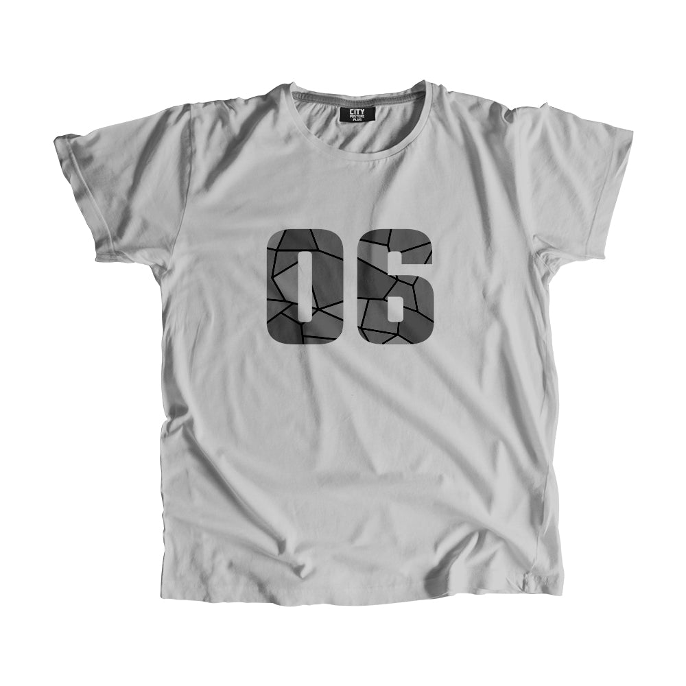 06 Number Men Unisex T-Shirt  (Melange Grey)| Classic Numeric Graphic Tee