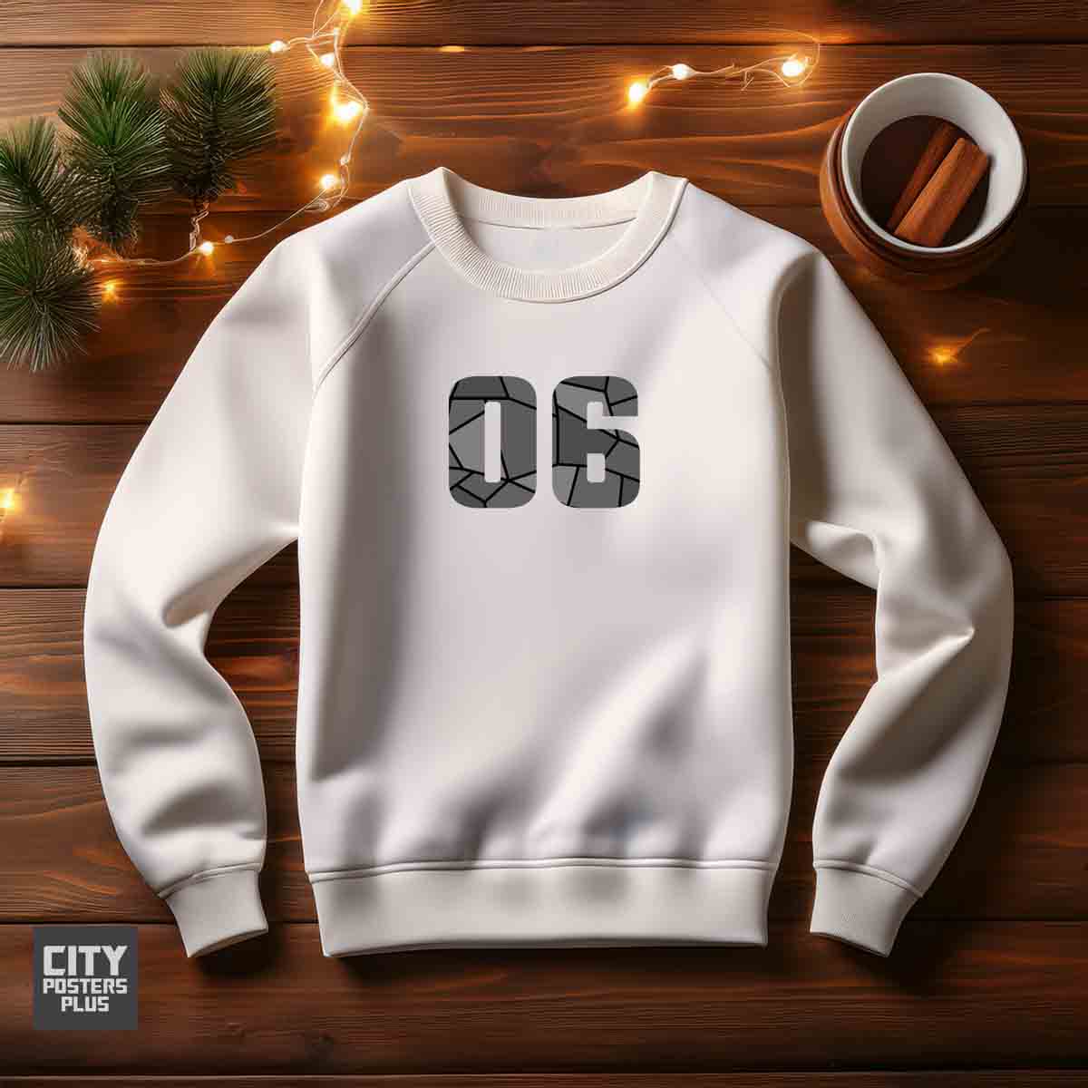 06 Number Unisex Sweatshirt (White)  Premium Graphic Crewneck