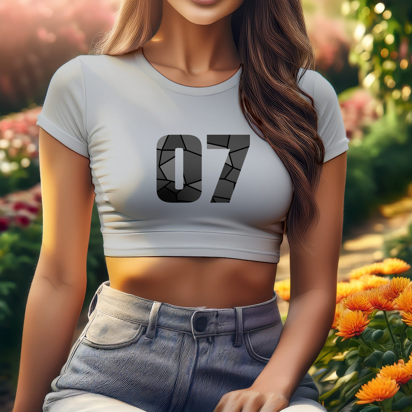 City Posters Plus 07 Number Women Crop Top (Melange Grey)