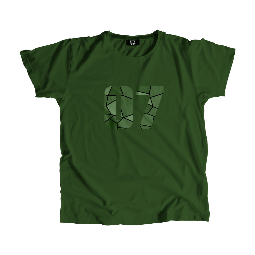 07 Number Men Unisex T-Shirt  (Olive Green)| Classic Numeric Graphic Tee