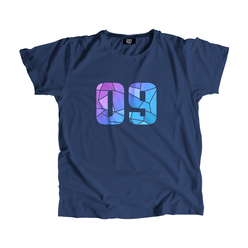 09 Number Men Unisex T-Shirt  (Navy Blue)| Classic Numeric Graphic Tee