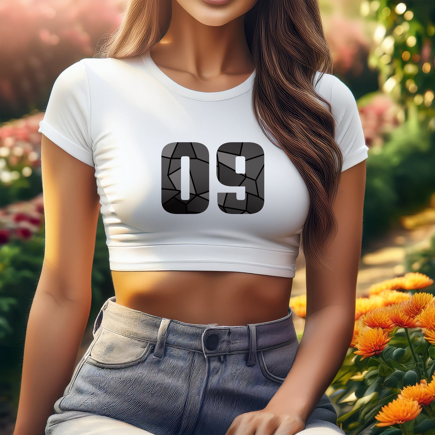 City Posters Plus 09 Number Women Crop Top (White)