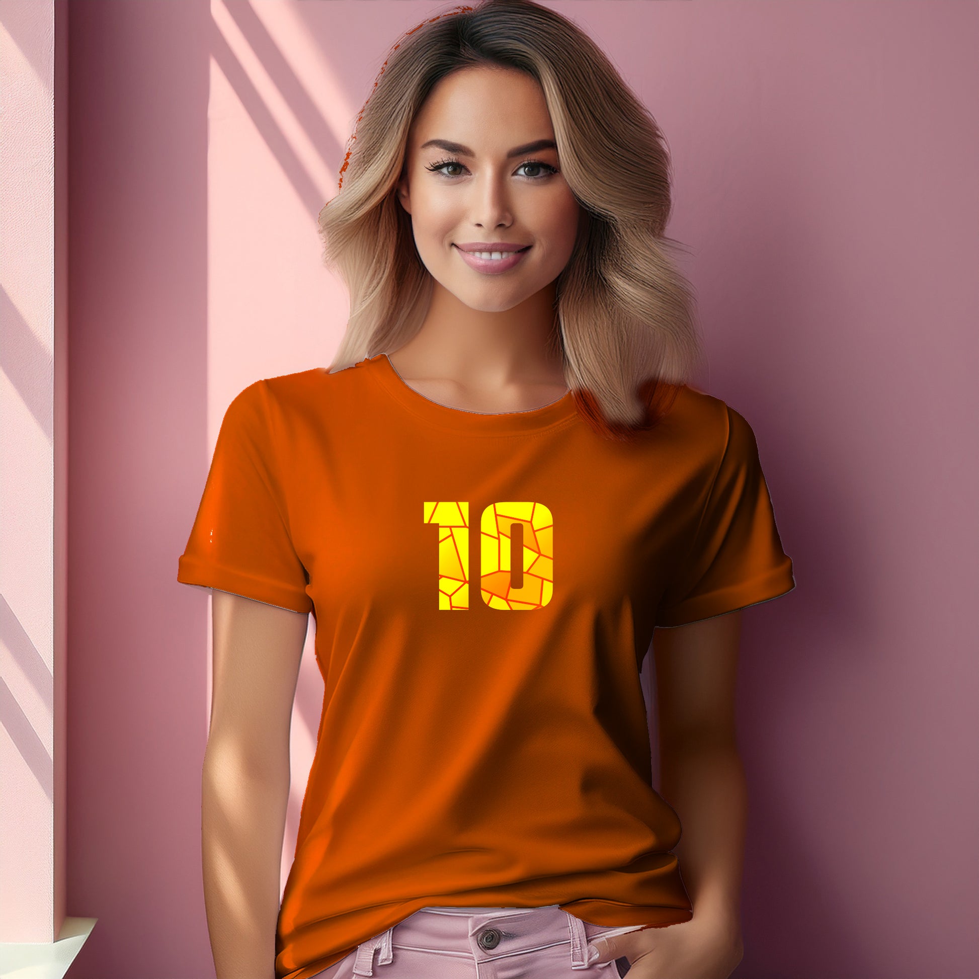 10 Number Women T-Shirt (Orange) | Stylish Numeric Graphic Tee