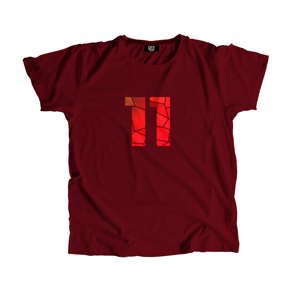 11 Number Men Unisex T-Shirt  (Maroon)| Classic Numeric Graphic Tee