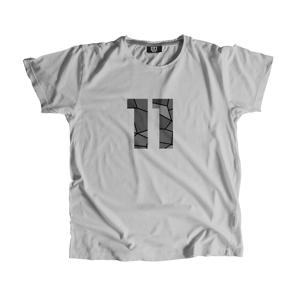 11 Number Men Unisex T-Shirt  (Melange Grey)| Classic Numeric Graphic Tee