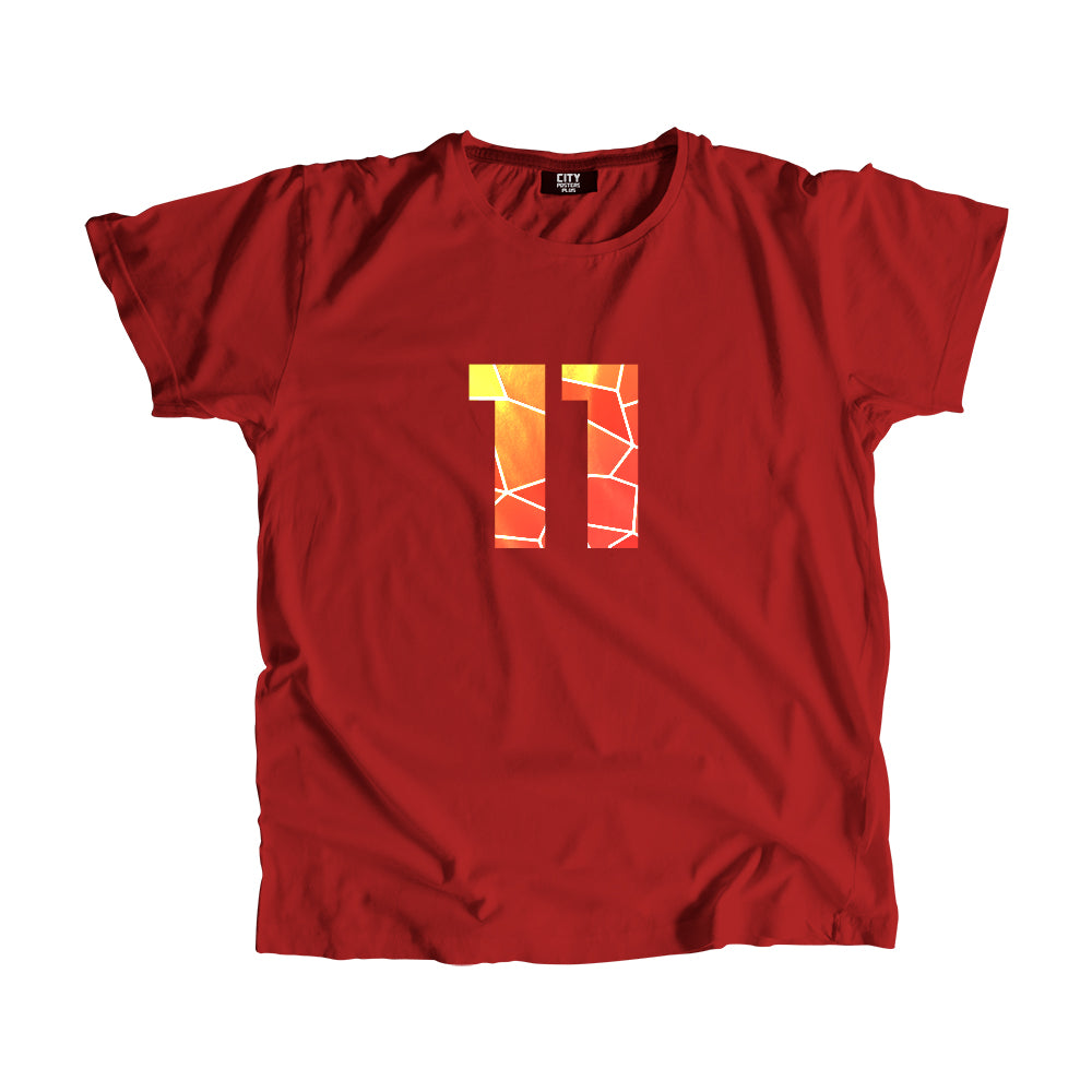 11 Number Men Unisex T-Shirt  (Red)| Classic Numeric Graphic Tee