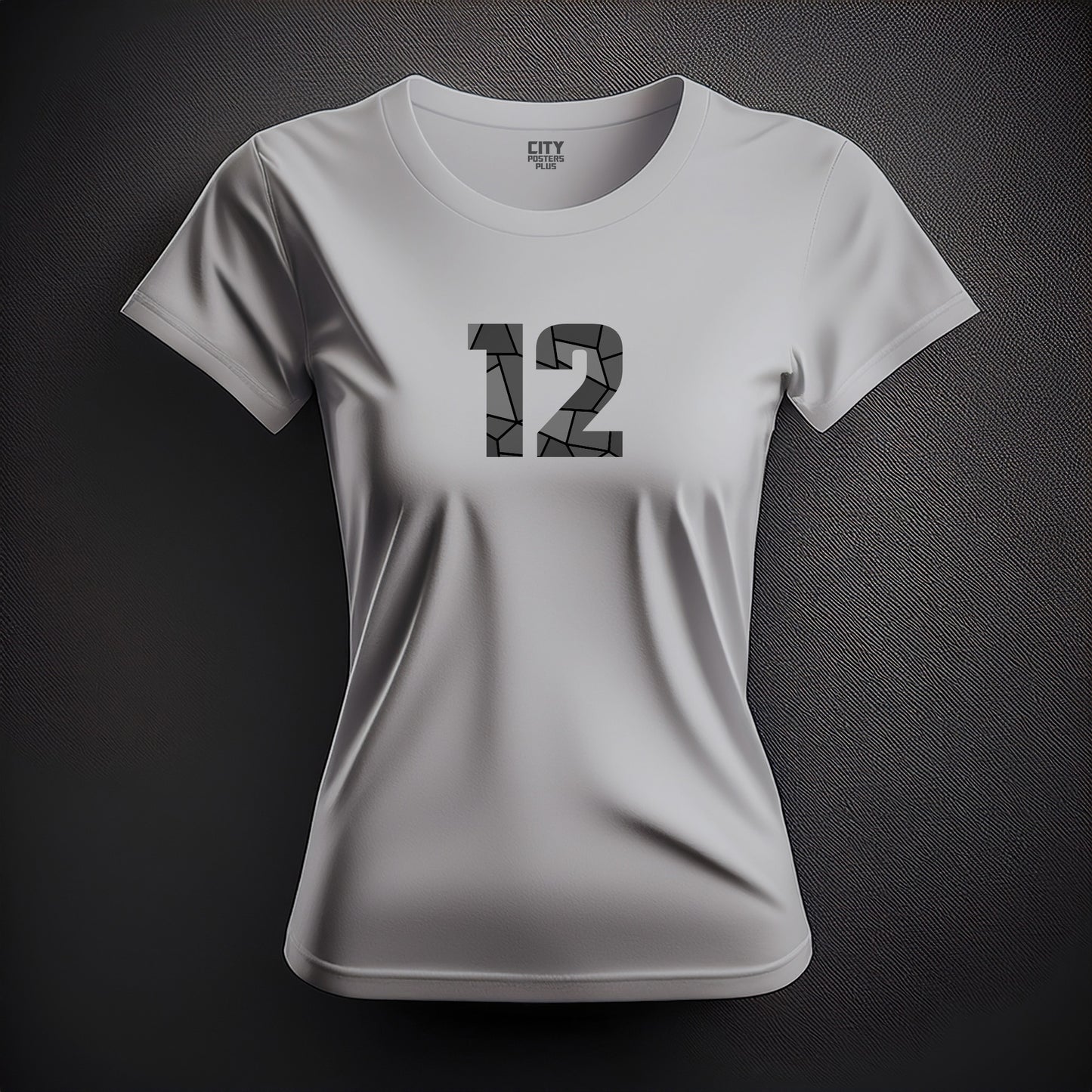 City Posters Plus 12 Number Women T-Shirt (Melange Grey) | Stylish Numeric Graphic Tee