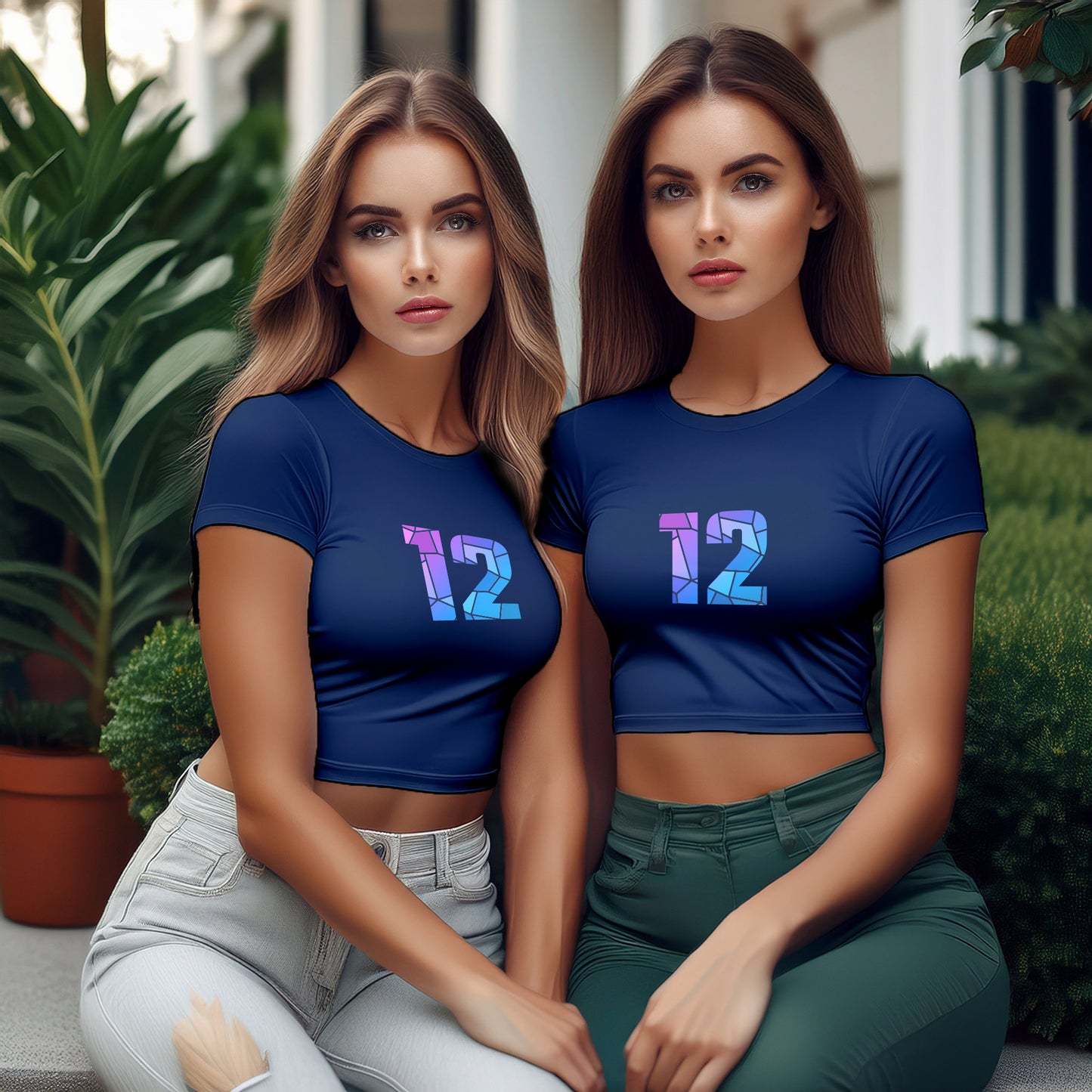 City Posters Plus 12 Number Women Crop Top (Navy Blue)