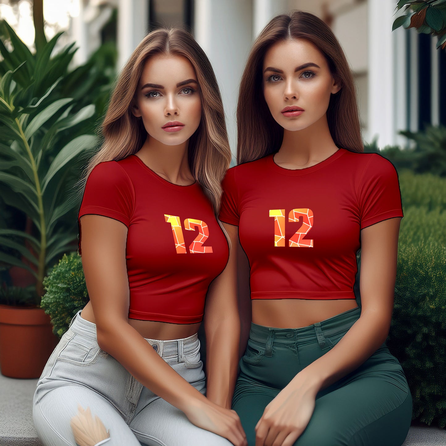City Posters Plus 12 Number Women Crop Top (Red)
