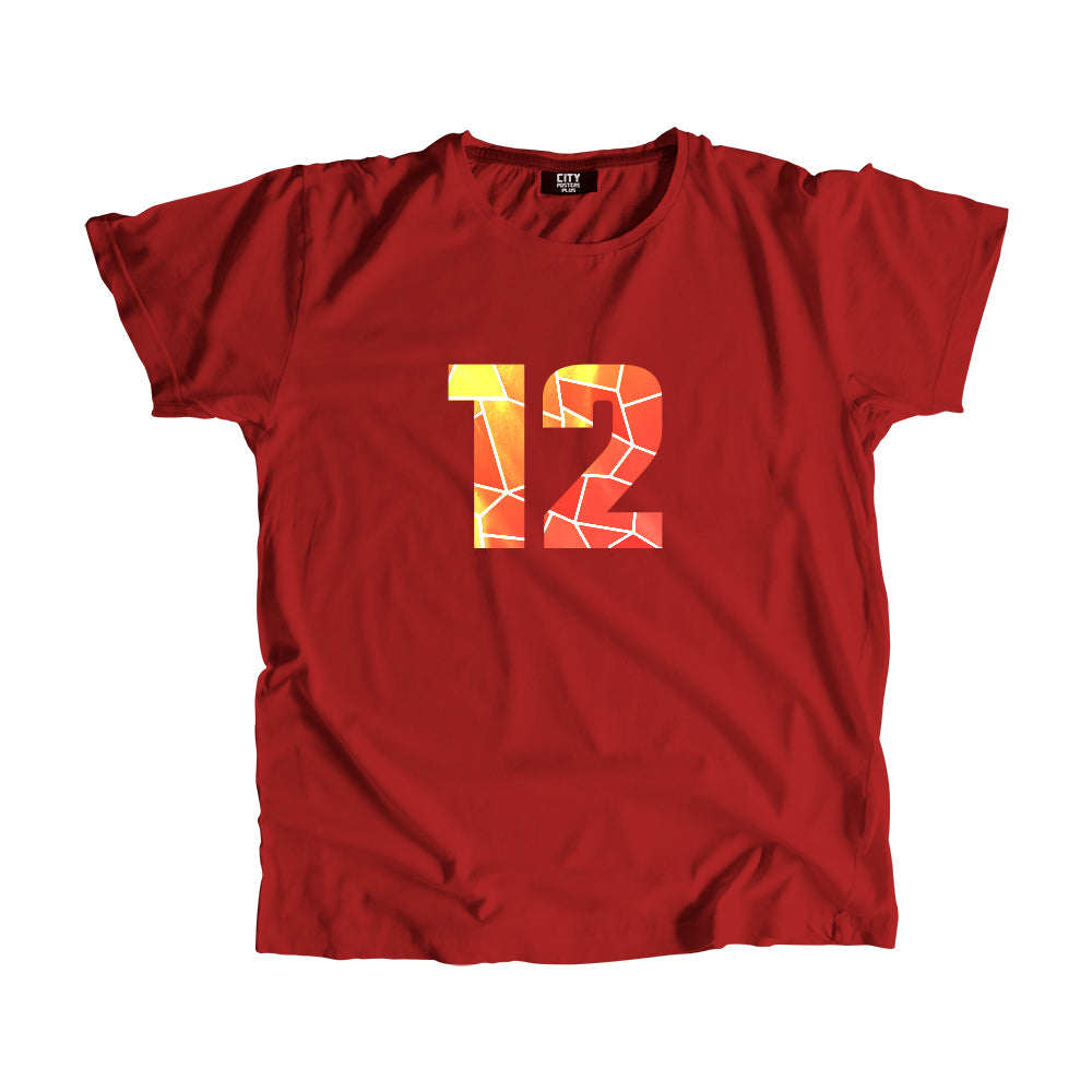 12 Number Men Unisex T-Shirt  (Red)| Classic Numeric Graphic Tee