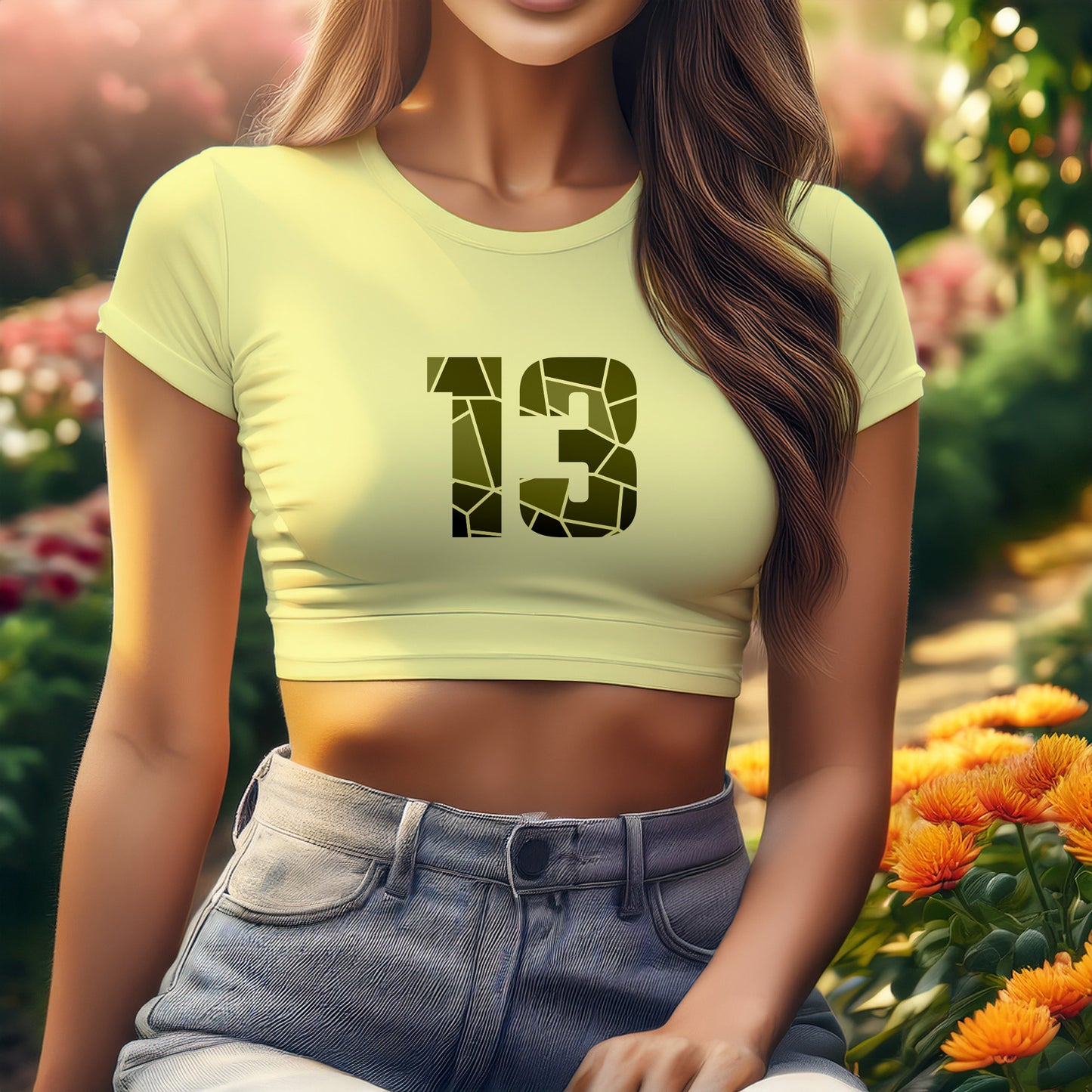 City Posters Plus 13 Number Women Crop Top (Butter Yellow)