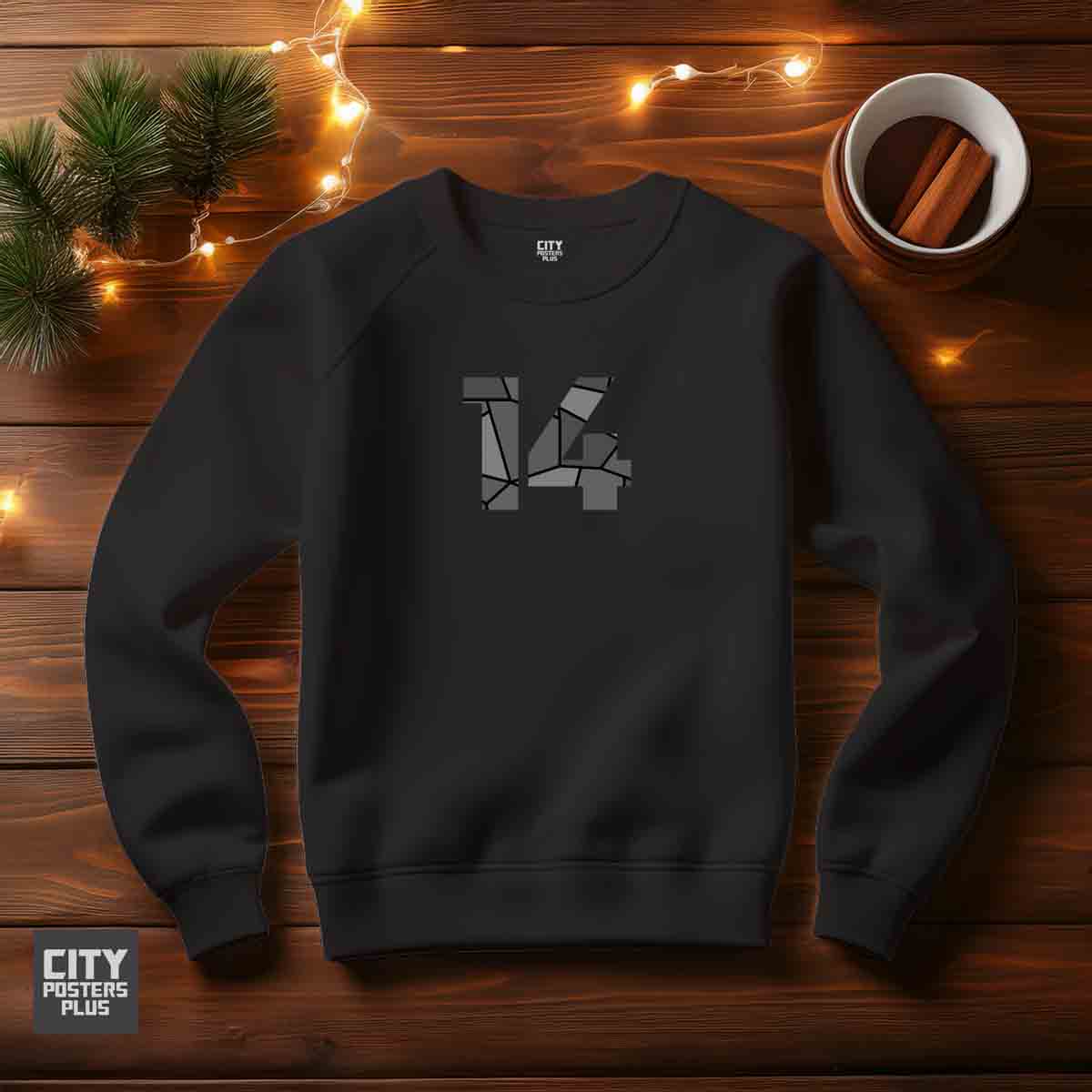 14 Number Unisex Sweatshirt (Black)  Premium Graphic Crewneck