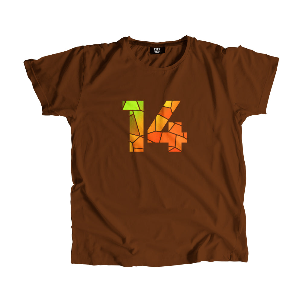14 Number Men Unisex T-Shirt  (Brown)| Classic Numeric Graphic Tee