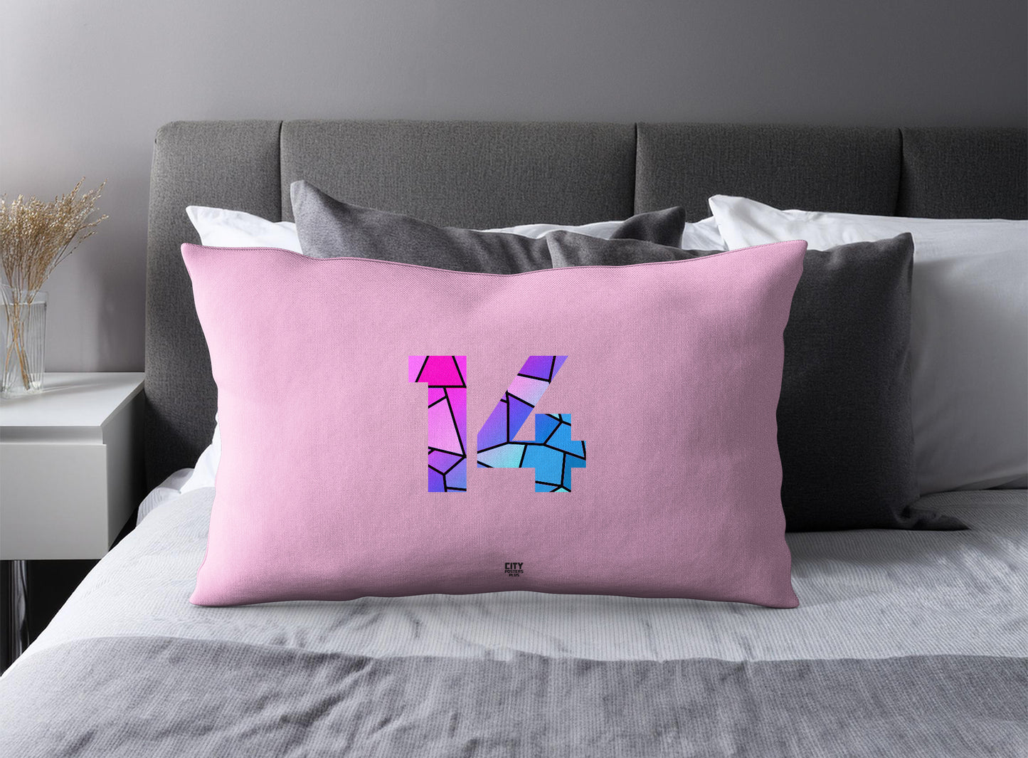 14 Number Square & Rectangle Pillow Cases | Modern Numeric Throw Pillow Covers | Print Deliver Plus by City Posters Plus