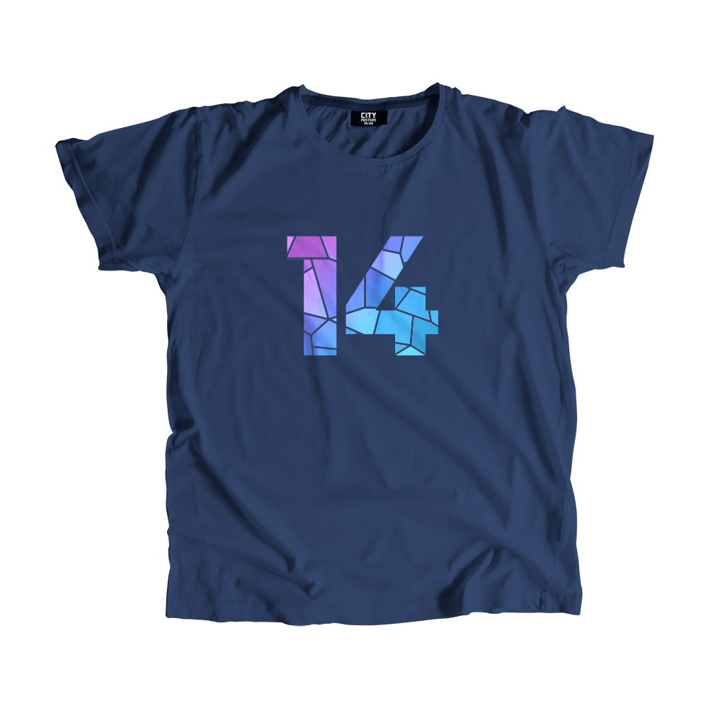 14 Number Men Unisex T-Shirt  (Navy Blue)| Classic Numeric Graphic Tee